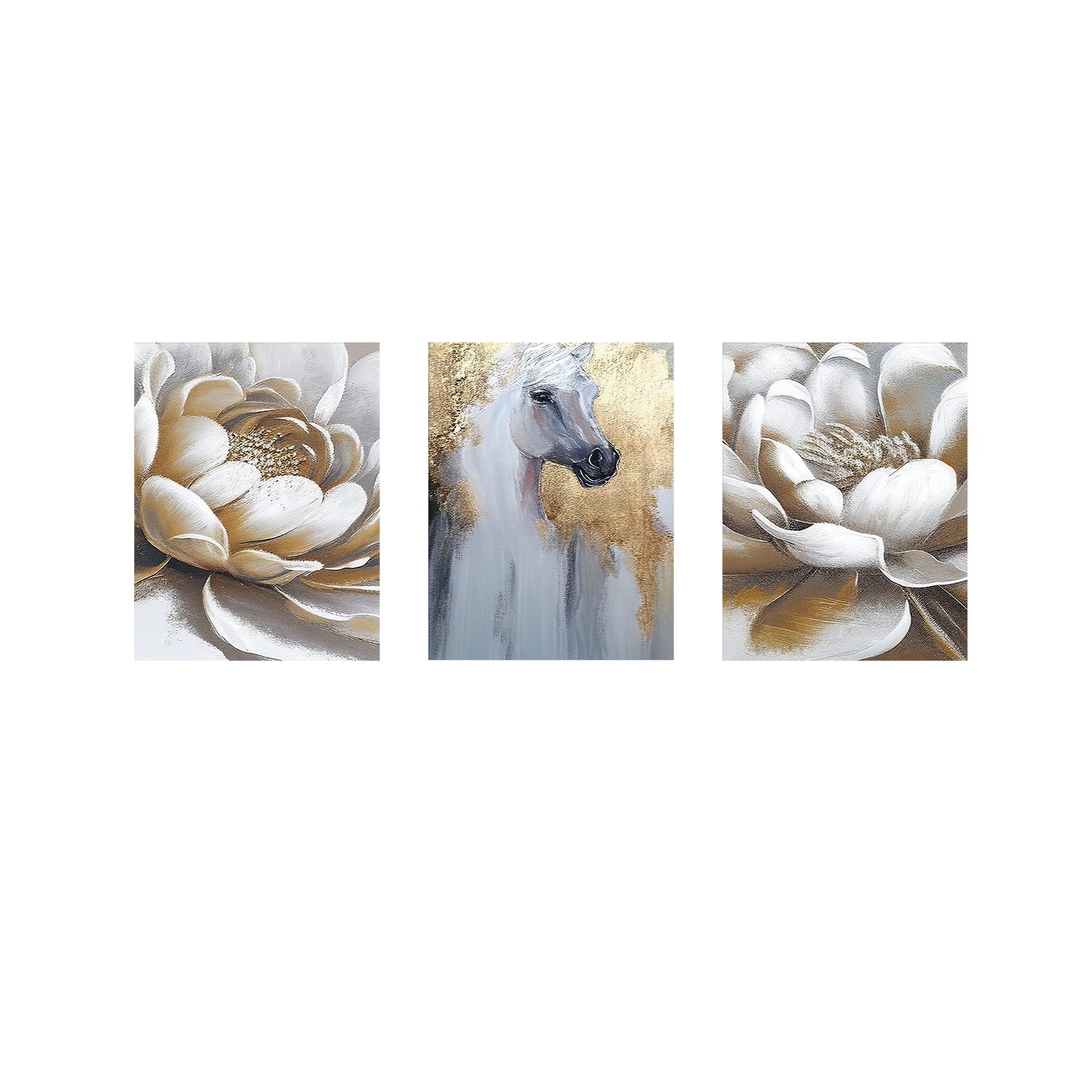 3 Set Of Outstanding Horse on Canvas Traditional Art