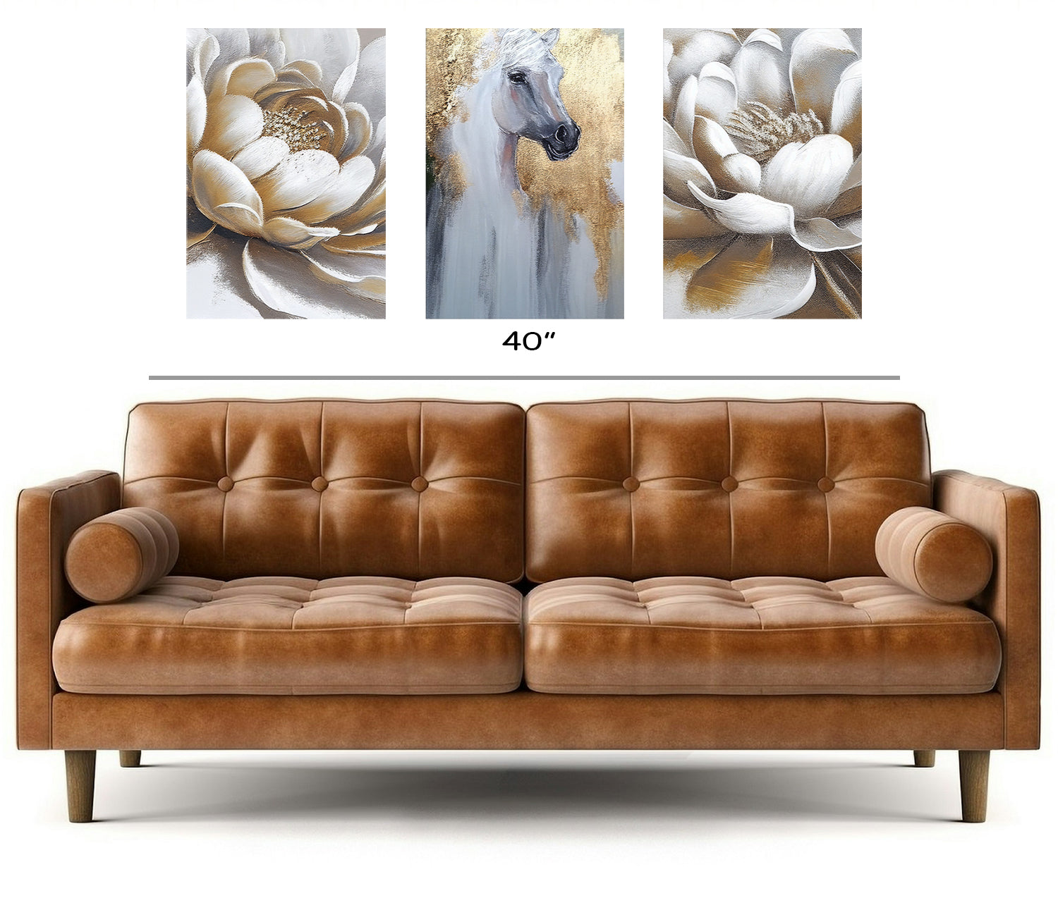 3 Set Of Outstanding Horse on Canvas Traditional Art