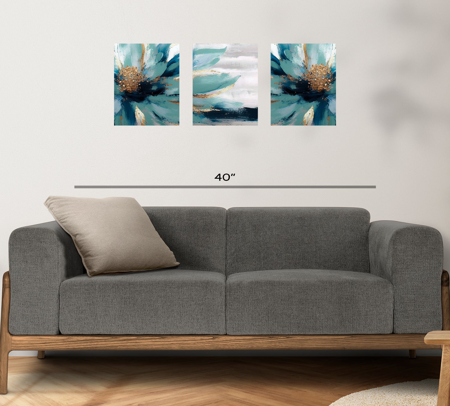 3 Set Of Beautiful Flowers on Canvas Traditional Art
