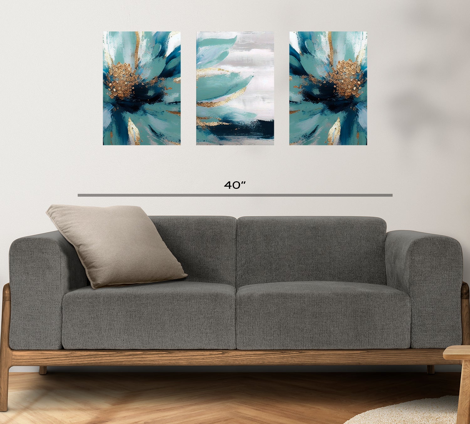 3 Set Of Beautiful Flowers on Canvas Traditional Art