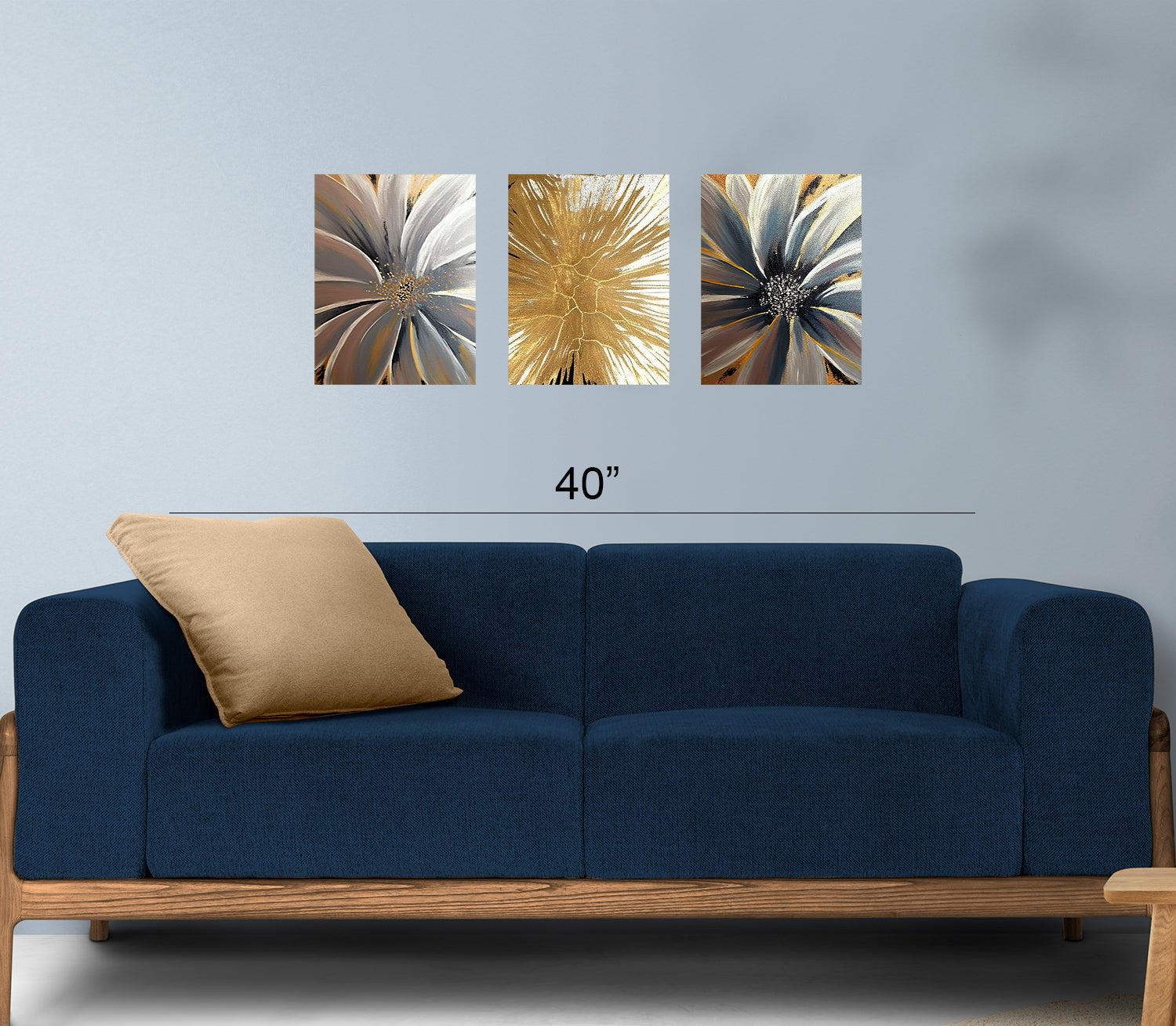 Beautiful Flower Abstract Art on Canvas 3 pcs Traditional Art