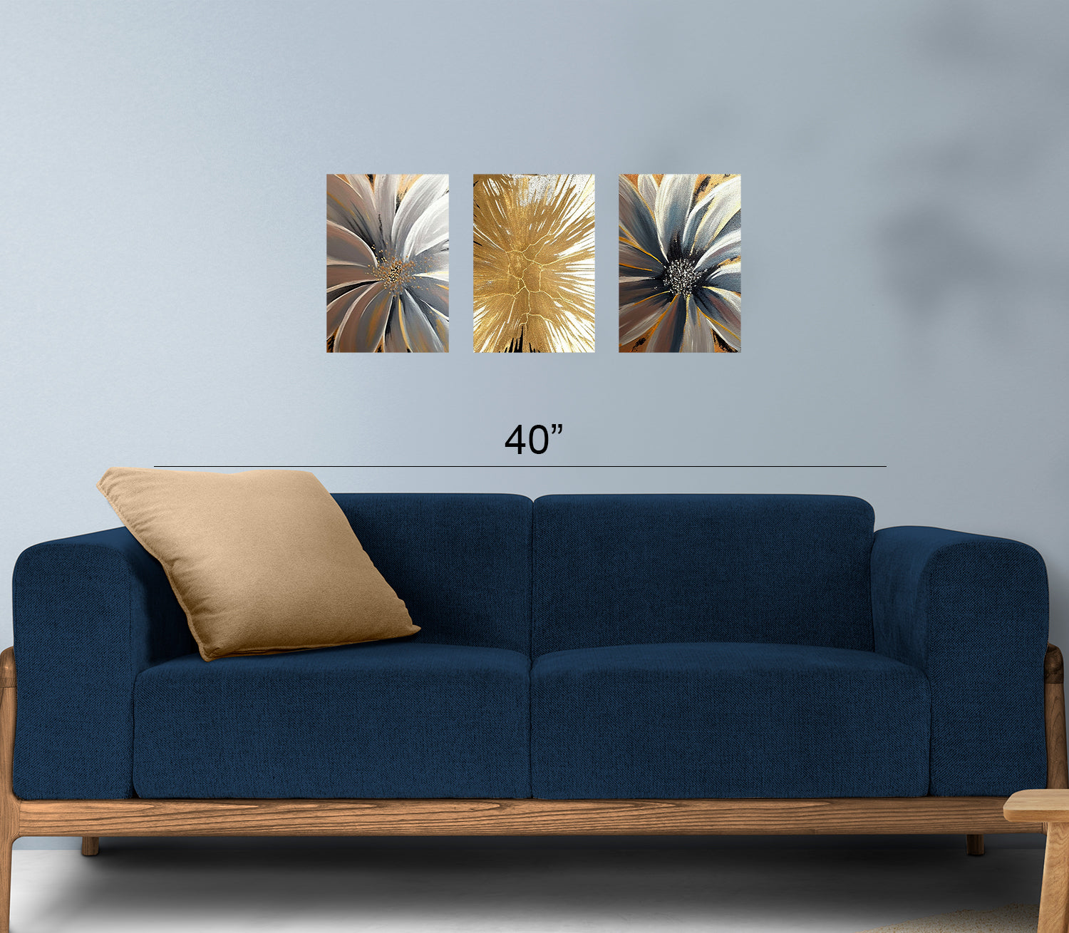 Beautiful Flower Abstract Art on Canvas 3 pcs Traditional Art