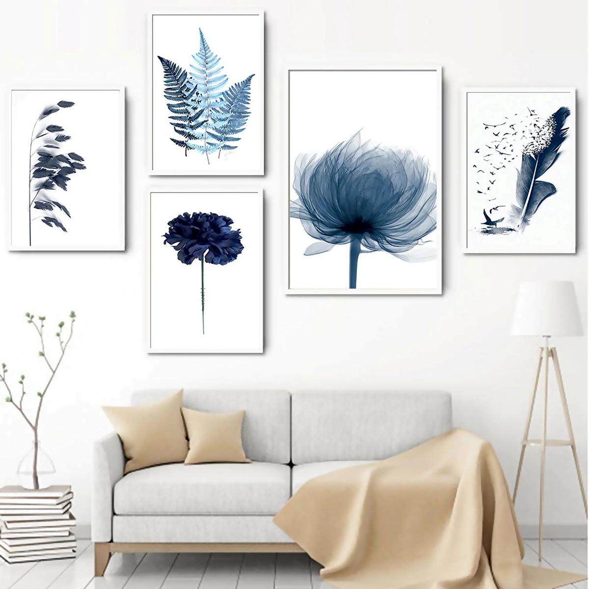 5 Pcs Abstract Wall Art Frame set [ 12" x 16" (1 piece) , 10" x 12" (4 pieces)]