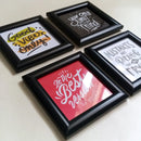 Set of four black collage frames with custom inspirational quotes, 5x5 inches each. - Pack of 4 Inspiration Quotes Picture Frames - 1 / 5x5" - Frame World