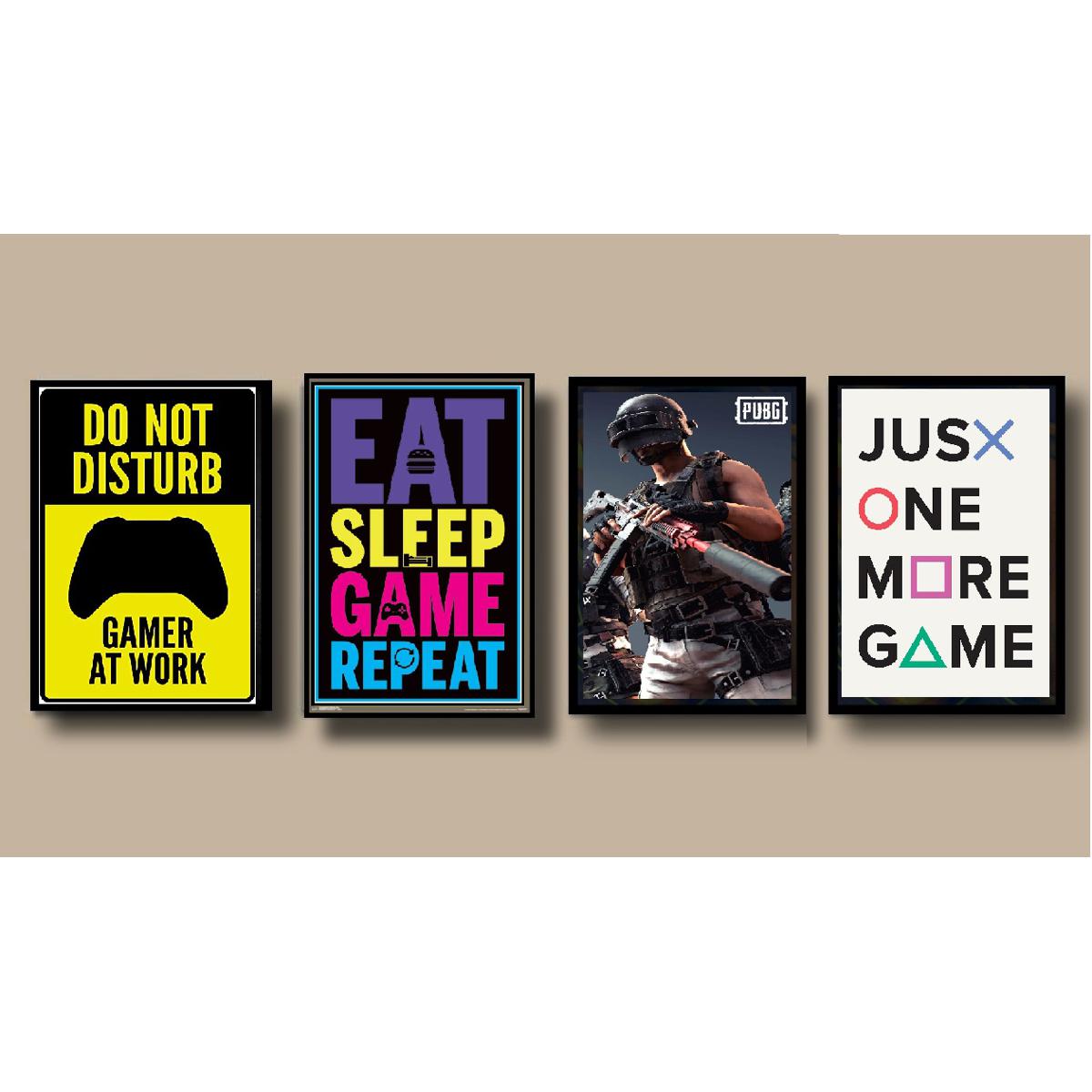Set of 4 Boys Gaming Set, Gamers Room Frames