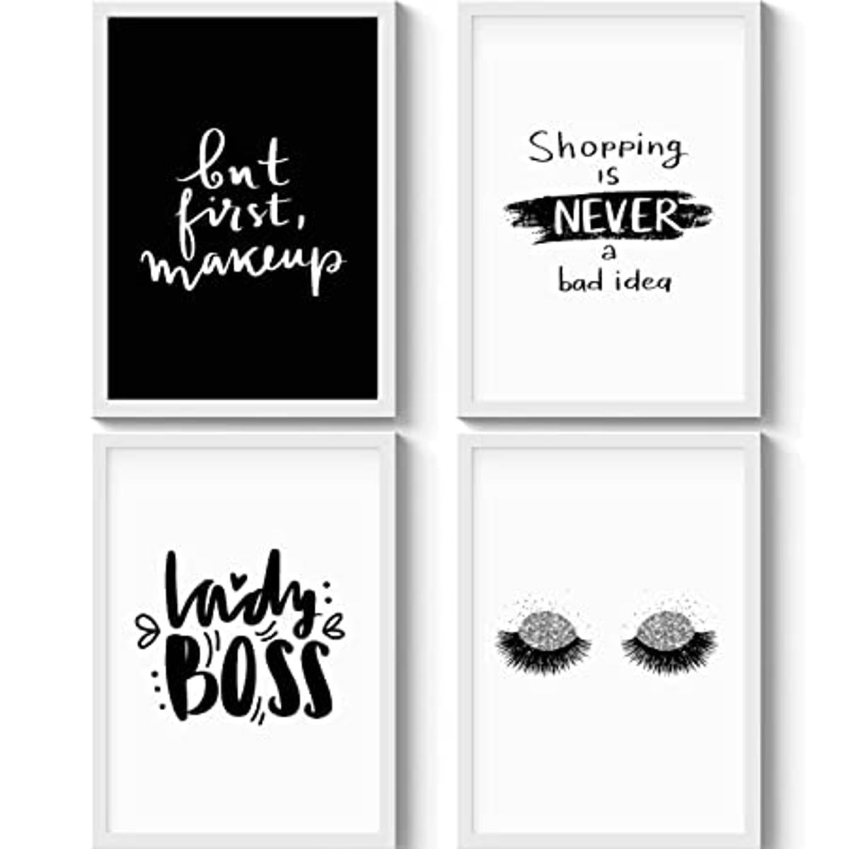 Set of 4 Makeup Girls Quotes Frames