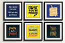 Six black 10x10" frames arranged in a collage, each with custom motivational quotes in bold typography and vibrant. - 6 Pcs Picture Frames Motivational Quotes Wall frame - 8x8" / Black - Frame World
