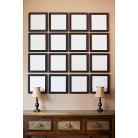 Set of 16 black collage frames arranged in a grid for custom wall display. - Set of 16 Wall Collage Picture Frames - Black - Frame World
